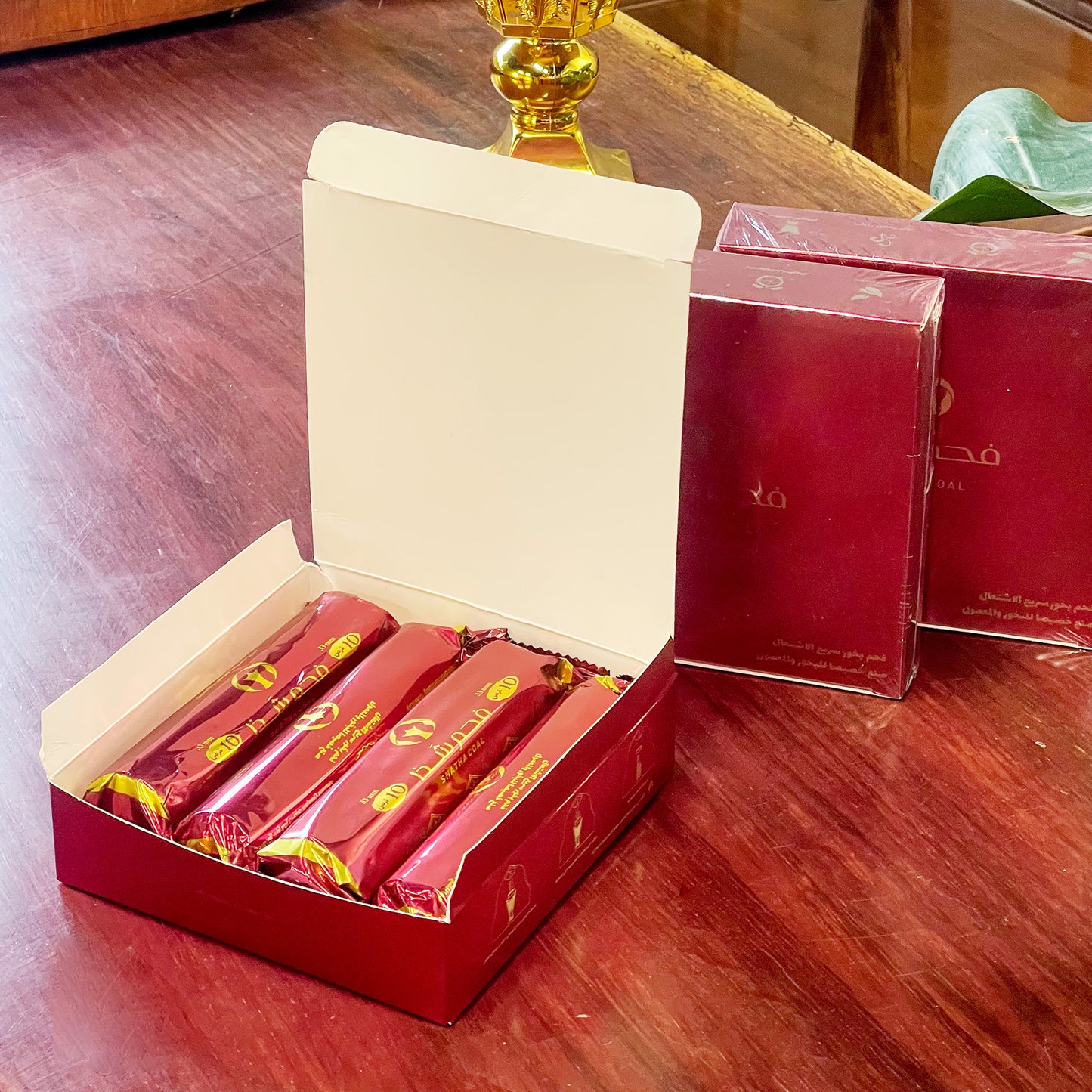 SHATHA Charcoal Tablets for Incense Quick light Smokeless(400 pcs) (10 Pack(Red+Free Burner))
