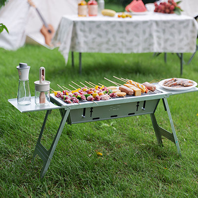 Portable Stainless Steel Folding Charcoal Grill,Compact & Easy to Clean,Perfect for Travel,Camping,Backyard BBQ,Picnics, and Outdoor Cooking