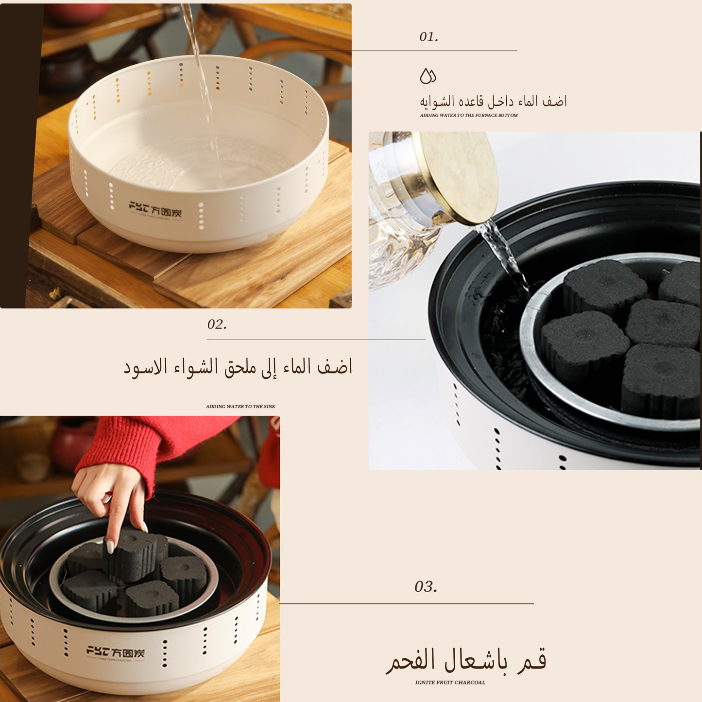 شواية خارجية متعددة الوظائف محمولة، قطعة واحدة من شواية الفحم الخالية من الدخان مع شبكة شواء داخلية وخارجية للحوم والخضروات مناسبة للتخييم والنزهات والمشي لمسافات طويلة والطهي في الهواء الطلق (أبيض)