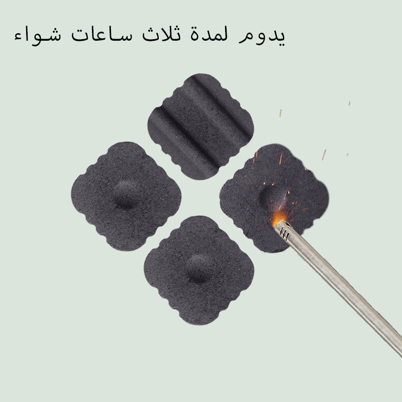 فحم 50 × 50 مم من خشب الفاكهة الطبيعي إضاءة سريعة بدون دخان وصديق للبيئة واحتراق يدوم طويلاً (180 دقيقة فأكثر) 12 قطعة/صندوق نار تخييم عائلية خارجية (عبوة واحدة)