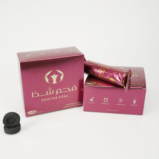 Shatha Incense Charcoal 33mm 80pcs/Box Smokeless Long Lasting Burning 1 Hour (2 Pack（Red Box）)